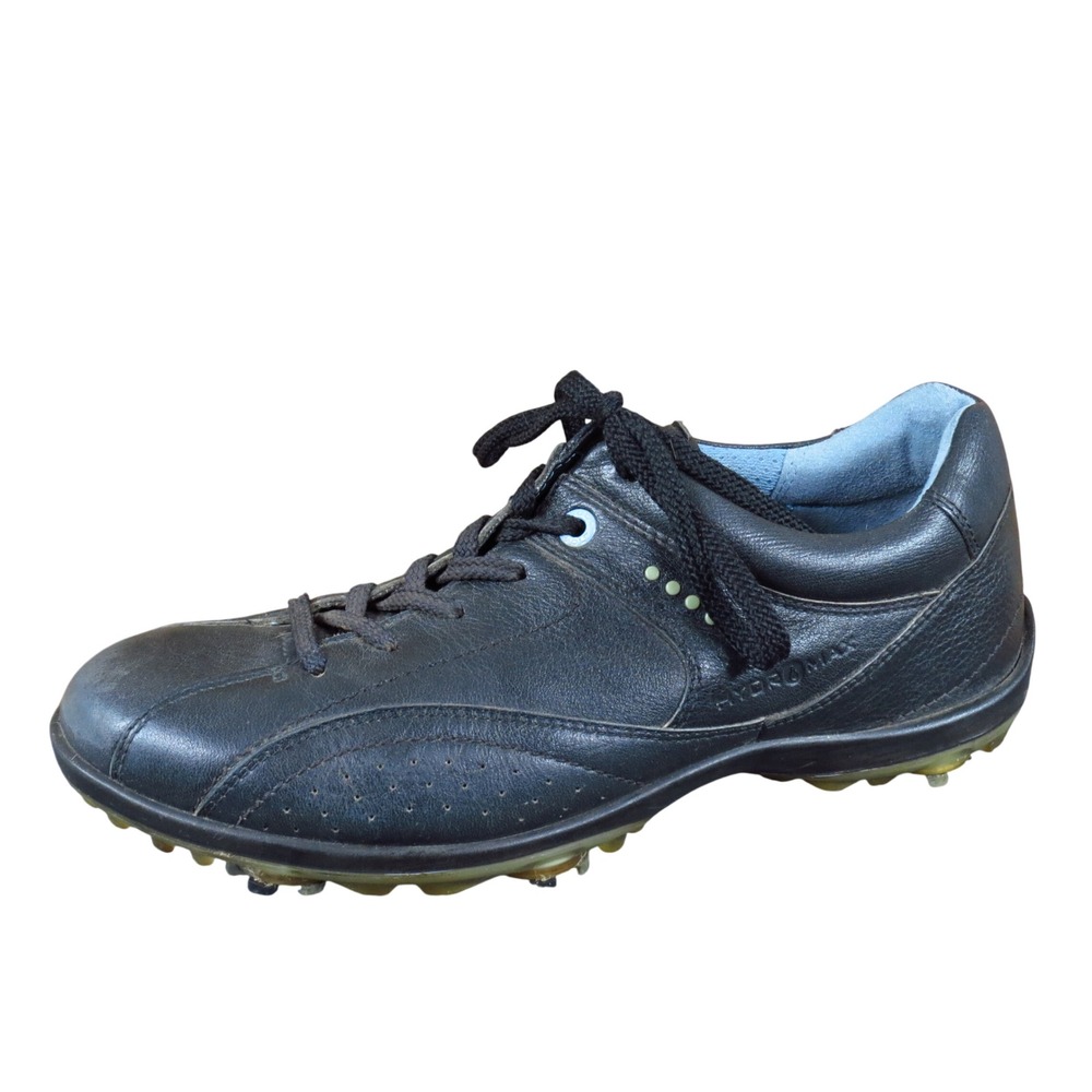 ECCO Hydromax Womens Golf Shoes Sz 39 US 8-8.5 Performance Spiked Black Leather